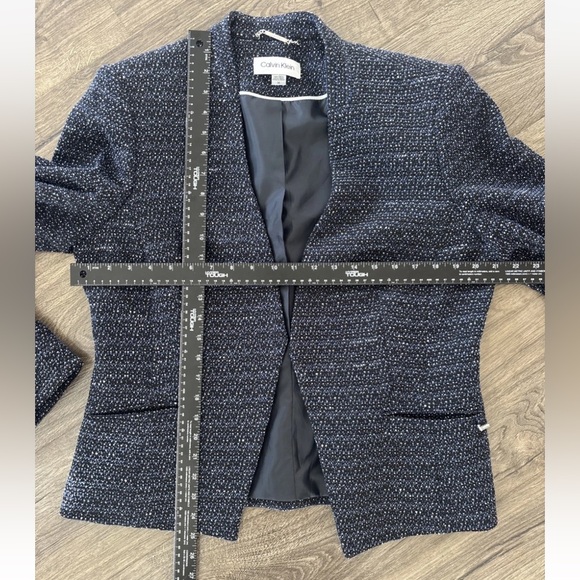 Calvin Klein Tweed Women 2- Piece Skirt Suit Set Size 14 Navy - Picture 9 of 11
